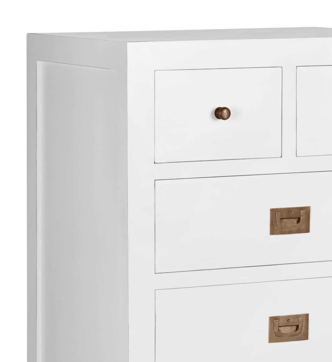 Moycor Cabinet din lemn si furnir, cu 6 sertare, Everest Alb, l60xA45xH110 cm