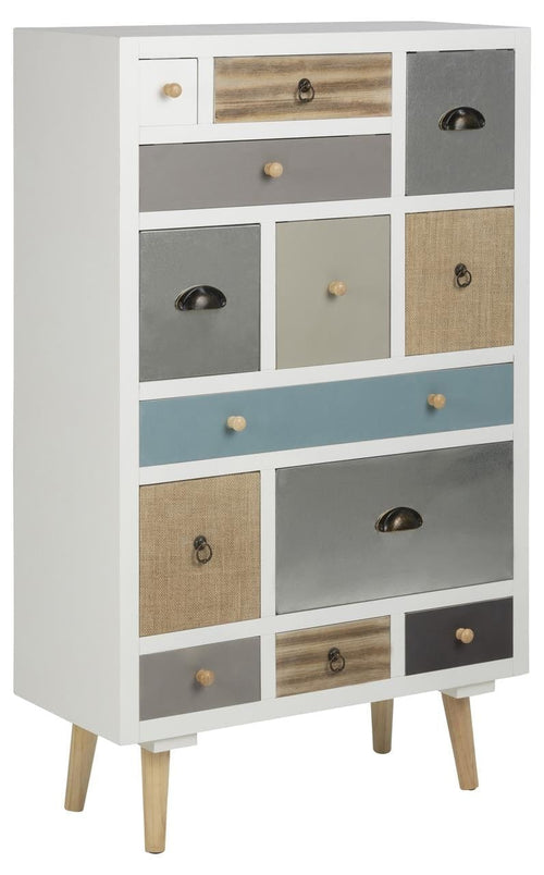 Actona Cabinet din lemn si MDF, cu 13 sertare Thais Multicolor, l70xA30xH114 cm