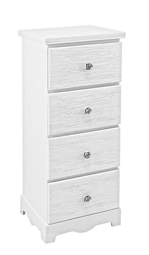 Bizzotto Cabinet din MDF, cu 4 sertare Blanc Medium Alb, l31,5xA26xH80 cm