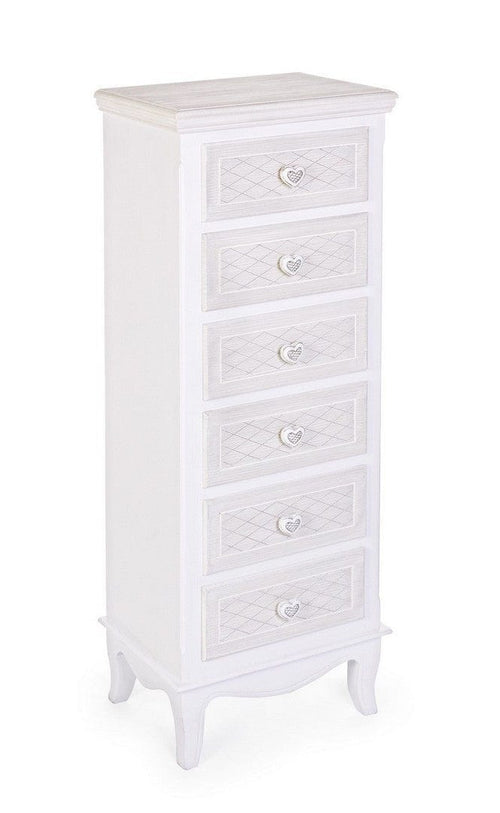 Bizzotto Cabinet din MDF, cu 6 sertare Charlene Ivoir, l40xA30xH114 cm