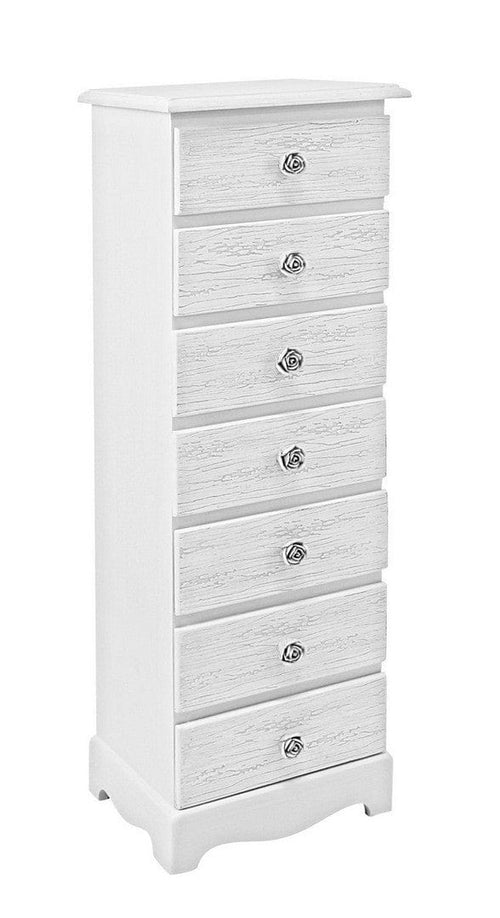 Bizzotto Cabinet din MDF, cu 7 sertare Blanc Alb, l29xA23xH89 cm