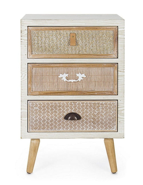 Bizzotto Cabinet din MDF si lemn de brad, cu 3 sertare Eloise Alb / Natural, l48xA35xH72 cm
