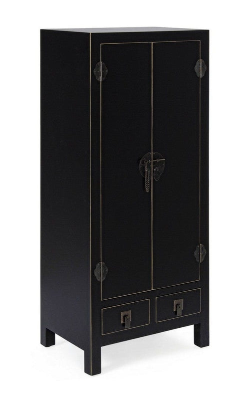 Bizzotto Cabinet din MDF si metal, cu 2 sertare si 2 usi Pechino Negru, l50xA34,5xH121 cm