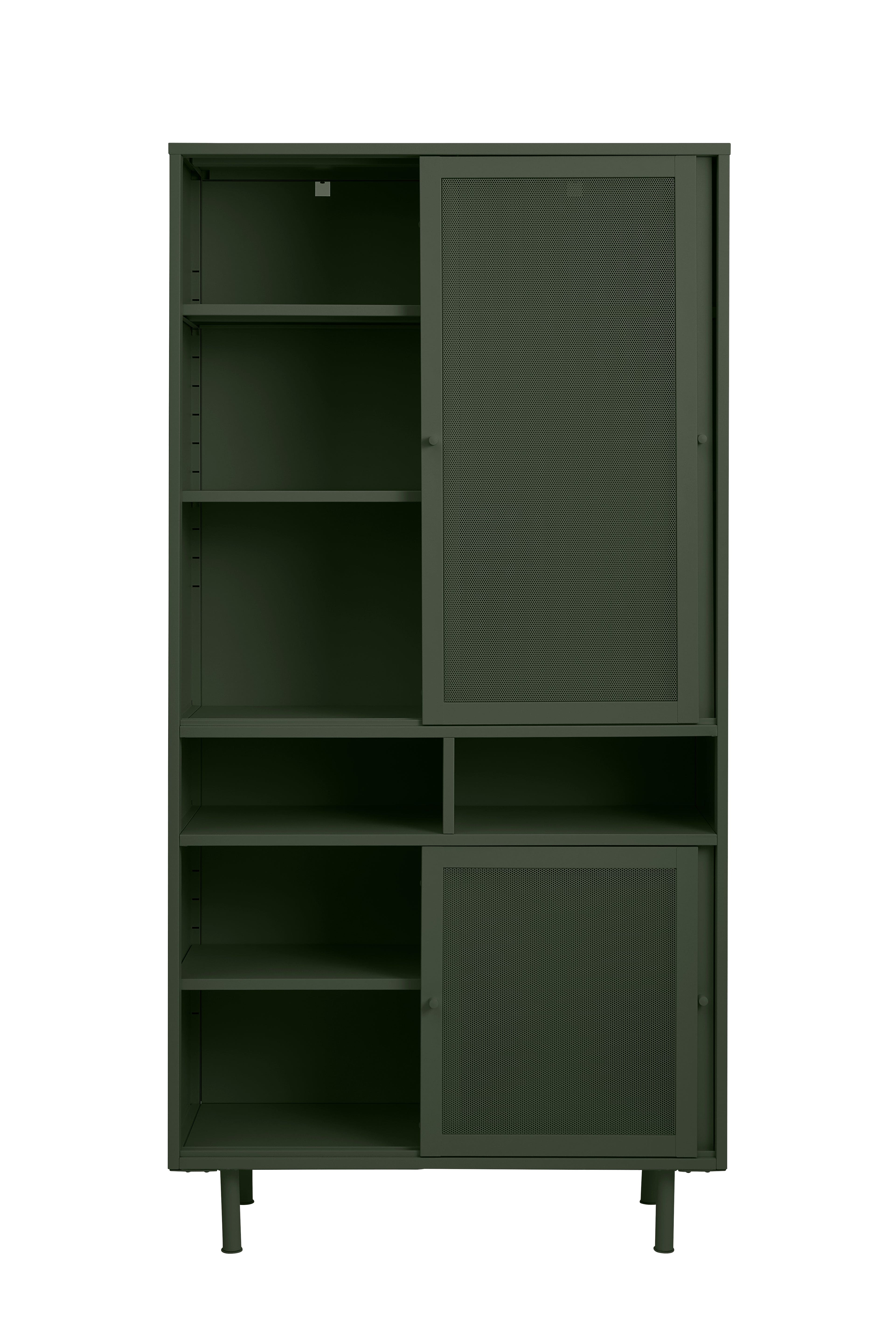 Unique Furniture A/S Cabinet din metal, cu 4 usi, Veep Verde Olive, l90xA40xH180 cm