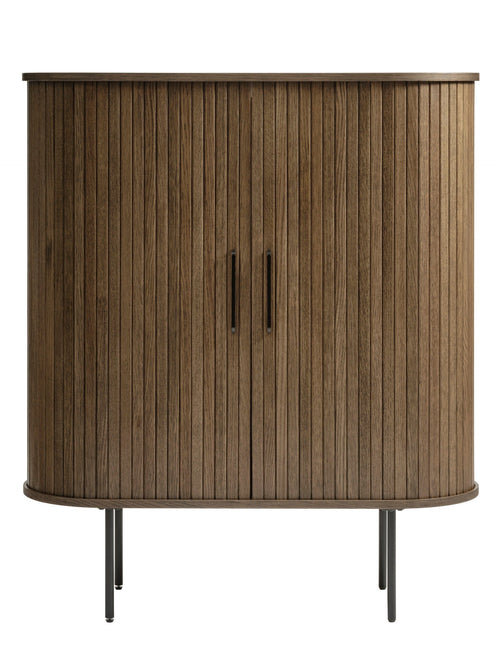 Unique Furniture A/S Cabinet din pal, ABS si furnir, cu 2 usi, Nola Maro / Negru, l100xA40xH118 cm