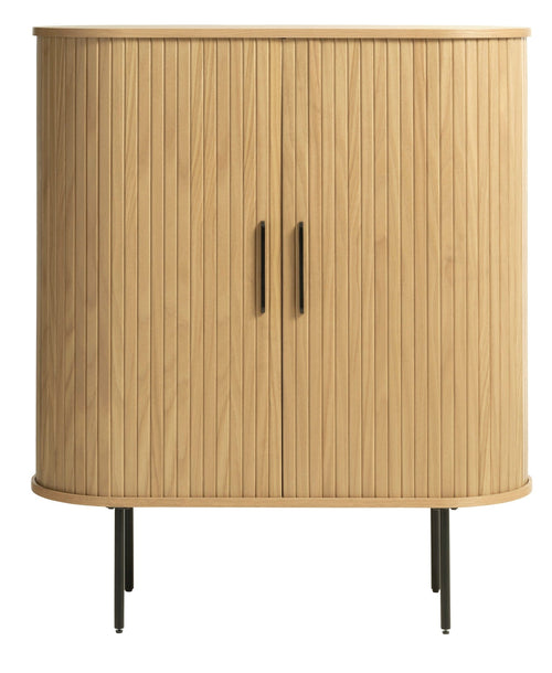 Unique Furniture A/S Cabinet din pal, ABS si furnir, cu 2 usi, Nola Stejar / Negru, l100xA40xH118 cm