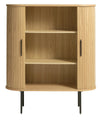 Unique Furniture A/S Cabinet din pal, ABS si furnir, cu 2 usi, Nola Stejar / Negru, l100xA40xH118 cm