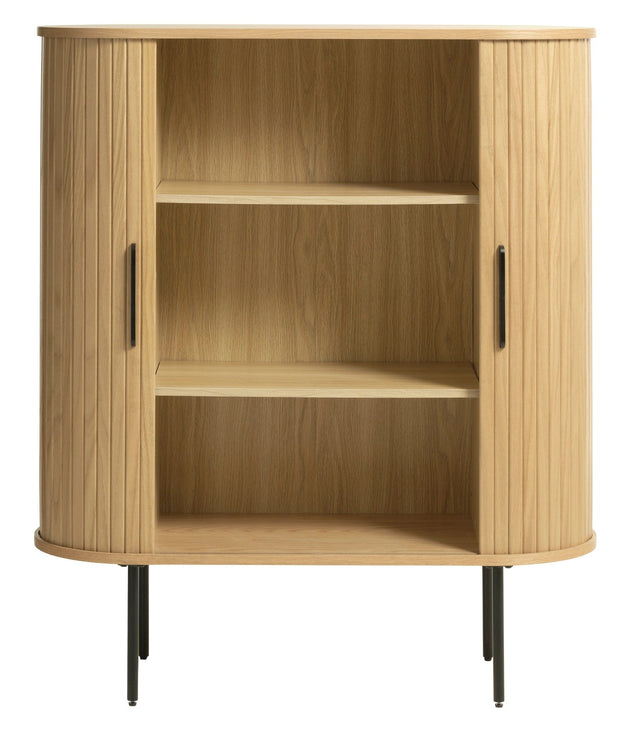 Unique Furniture A/S Cabinet din pal, ABS si furnir, cu 2 usi, Nola Stejar / Negru, l100xA40xH118 cm