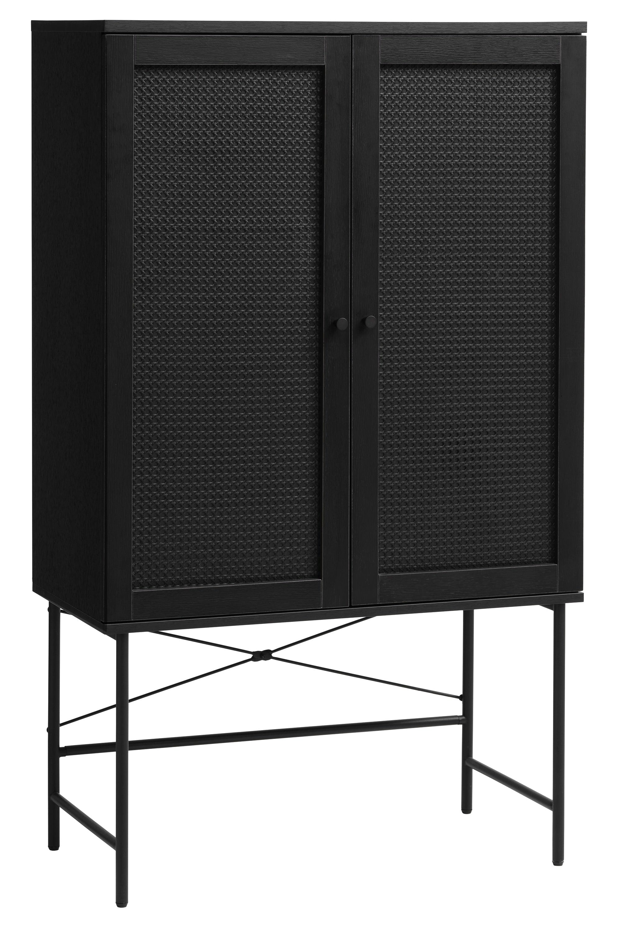 Unique Furniture A/S Cabinet din pal, ABS si metal, cu 2 usi, Pensacola Negru, l80xA40xH135 cm