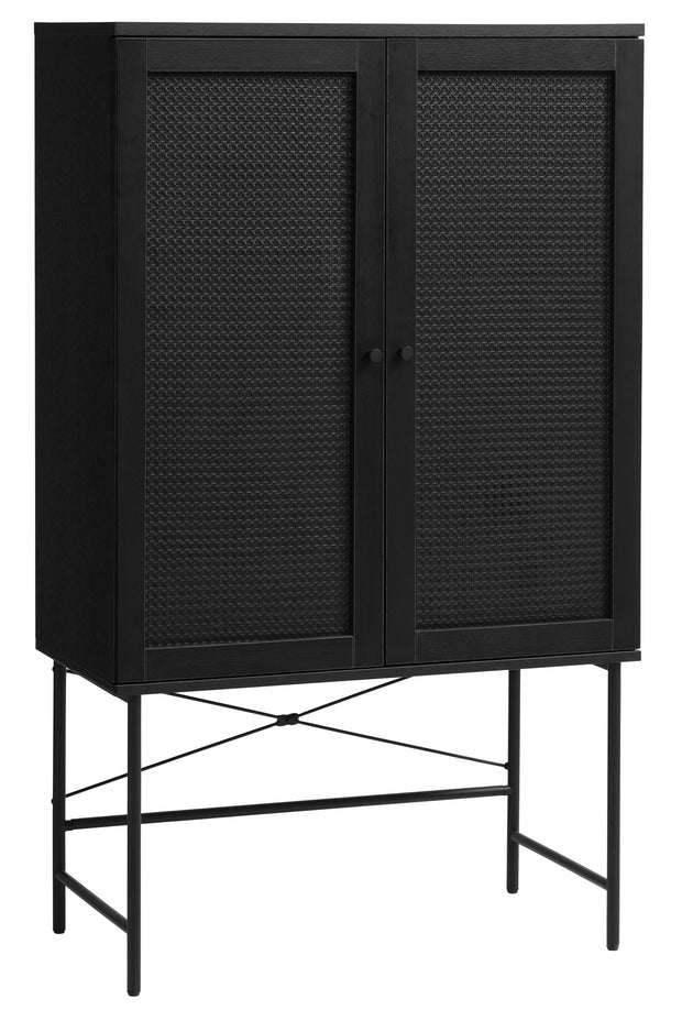 Unique Furniture A/S Cabinet din pal, ABS si metal, cu 2 usi, Pensacola Negru, l80xA40xH135 cm