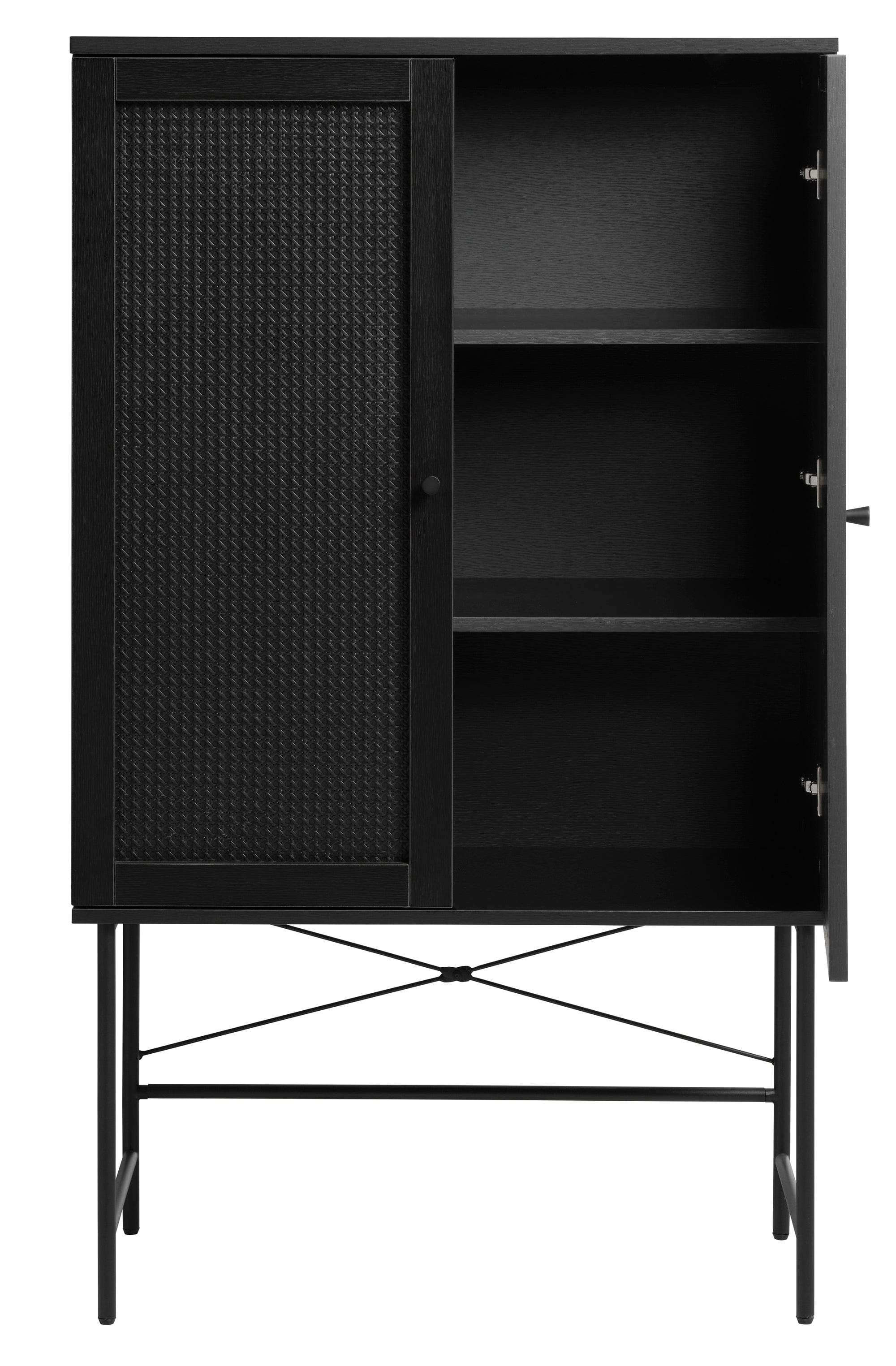 Unique Furniture A/S Cabinet din pal, ABS si metal, cu 2 usi, Pensacola Negru, l80xA40xH135 cm