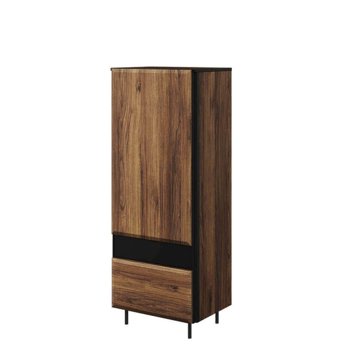 Lenart Cabinet din pal, cu 1 usa si 1 sertar, Borga 06 Stejar Catania / Negru, l55xA41xH143 cm