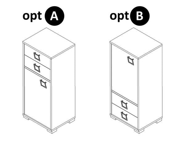 Jela Cabinet din pal cu 2 sertare si 1 usa, pentru copii, Kiki OR12 Small Alb, l44xA37xH102 cm