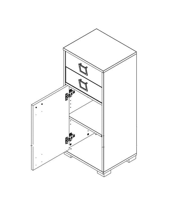 Jela Cabinet din pal cu 2 sertare si 1 usa, pentru copii, Kiki OR12 Small Alb, l44xA37xH102 cm