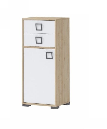 Jela Alb Cabinet din pal cu 2 sertare si 1 usa, pentru copii, Kiki OR12 Small Fag, l44xA37xH102 cm