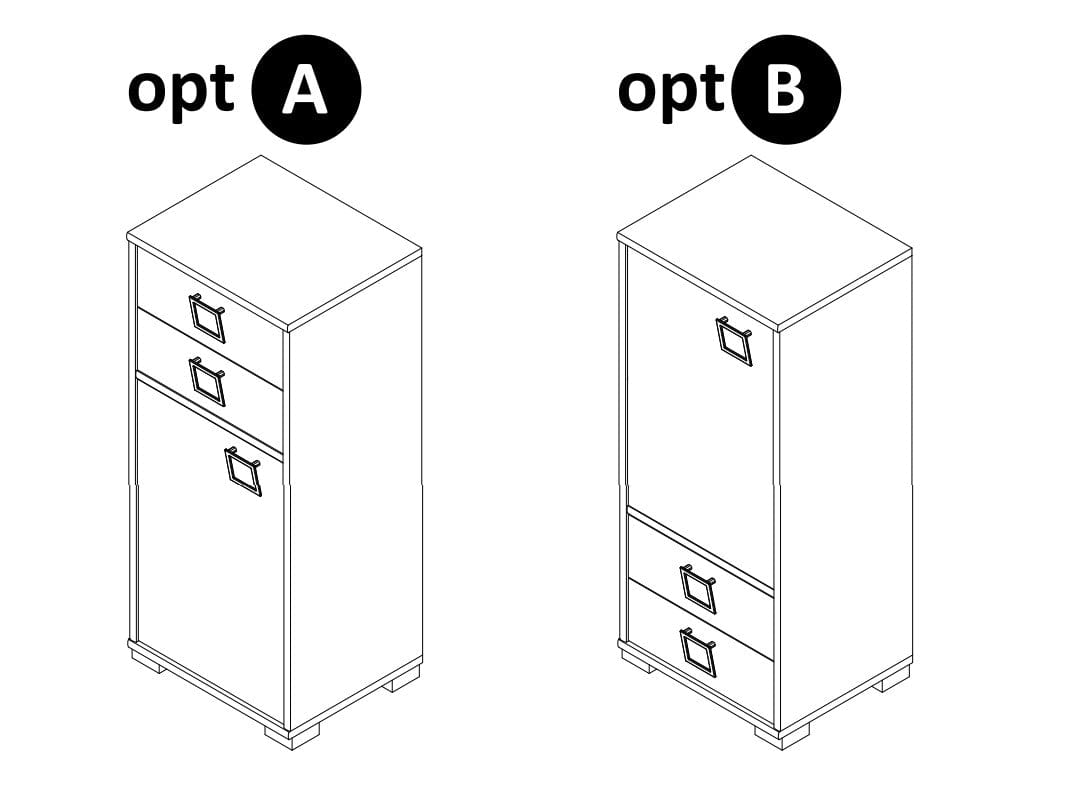 Jela Cabinet din pal cu 2 sertare si 1 usa, pentru copii, Kiki OR12 Small Fag, l44xA37xH102 cm