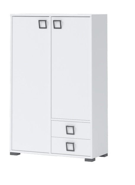 Jela Alb Cabinet din pal cu 2 sertare si 2 usi, pentru copii, Kiki K22 Large Alb, l86xA37xH134 cm