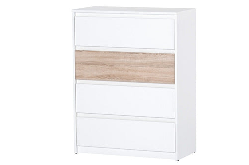 Cabinet din pal cu 4 sertare Venetia 07 Alb / Stejar Sonoma, l80xA38xH104 cm