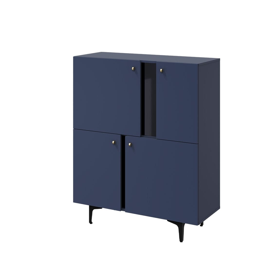 Lenart Cabinet din pal cu 4 usi, Colours CS 01 Bleumarin Mat / Negru, l105xA41xH127 cm