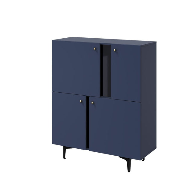 Lenart Cabinet din pal cu 4 usi, Colours CS 01 Bleumarin Mat / Negru, l105xA41xH127 cm