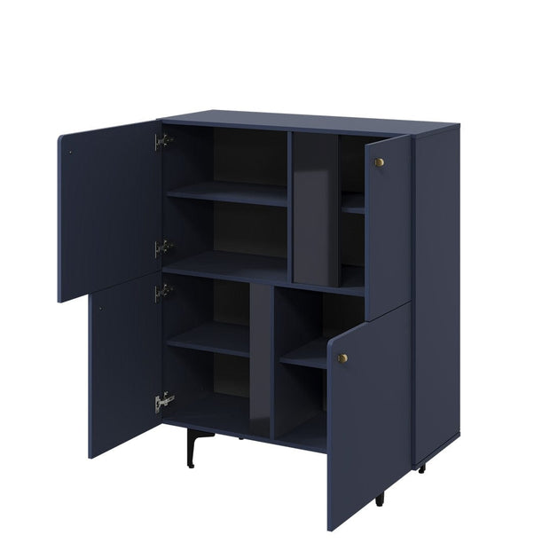 Lenart Cabinet din pal cu 4 usi, Colours CS 01 Bleumarin Mat / Negru, l105xA41xH127 cm