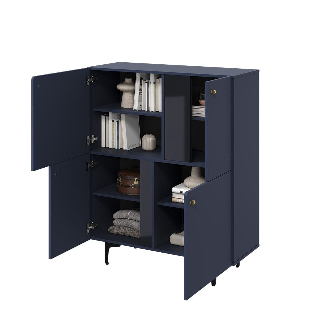 Lenart Cabinet din pal cu 4 usi, Colours CS 01 Bleumarin Mat / Negru, l105xA41xH127 cm