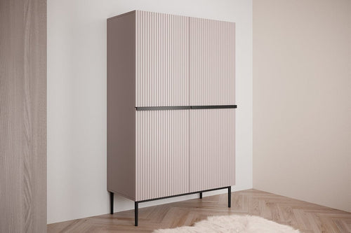 Bogart Roz Cabinet din pal, MDF si metal, cu 2 sertare si 2 usi, Nicole 100-2D2SZ Negru, l100xA45xH160 cm