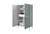 Cabinet din pal, MDF si metal, cu 2 sertare si 2 usi, Nicole 100-2D2SZ Verde Mint / Auriu, l100xA45xH160 cm (4)