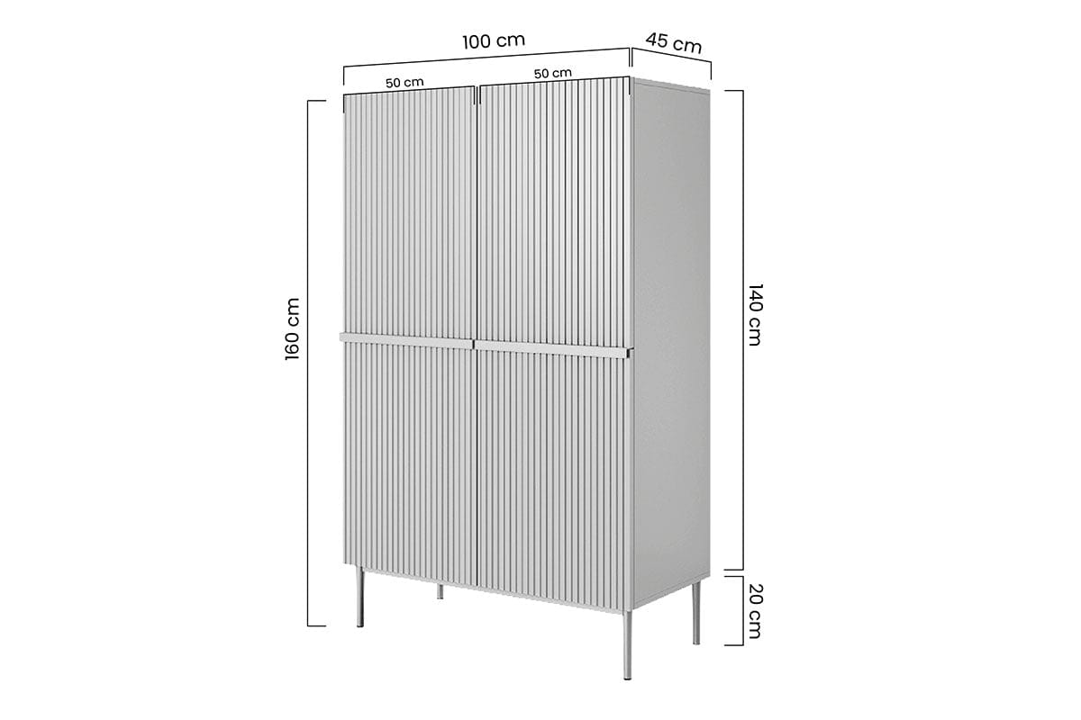 Cabinet din pal, MDF si metal, cu 2 sertare si 2 usi, Nicole 100-2D2SZ Verde Mint / Auriu, l100xA45xH160 cm (6)