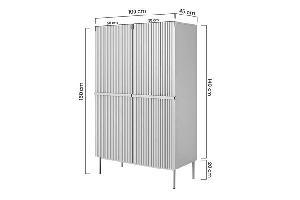 Cabinet din pal, MDF si metal, cu 2 sertare si 2 usi, Nicole 100-2D2SZ Verde Mint / Auriu, l100xA45xH160 cm (6)