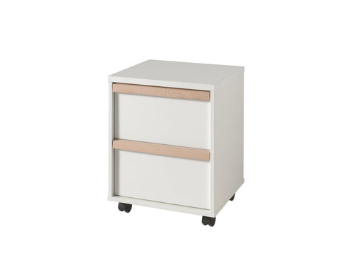 Vipack Cabinet din pal pe rotile, cu 2 sertare, pentru copii, London Alb / Natural, l48,1xA44xH60 cm