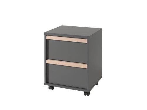 Vipack Cabinet din pal pe rotile, cu 2 sertare, pentru copii, London Antracit / Natural, l48,1xA44xH60 cm