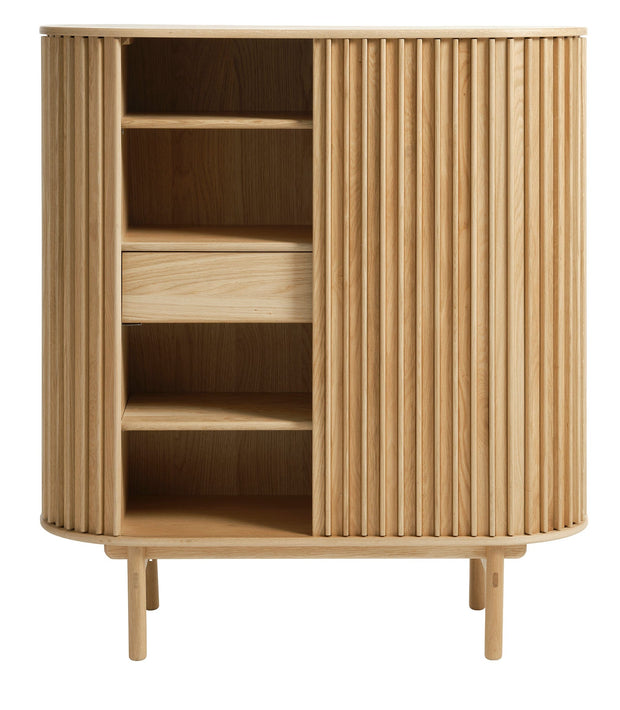 Unique Furniture A/S Cabinet din pal si furnir, cu 1 sertare si 2 usi, Carno Stejar, l110xA45xH125 cm