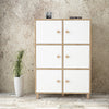 Cabinet din pal si lemn, cu 6 usi Vilamo VL48-217 Large Alb / Natural, l96xA40xH137,5 cm (1)