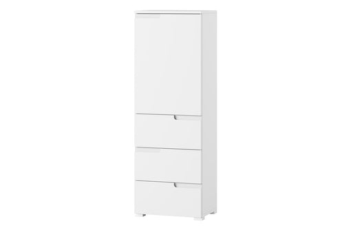 Szynaka Cabinet din pal si MDF, cu 1 usa si 3 sertare Small Gabrielle 11 Alb, l50xA35xH145 cm