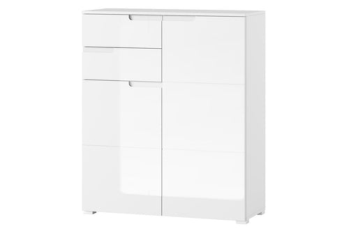 Szynaka Cabinet din pal si MDF, cu 2 sertare si 2 usi Gabrielle 7 Alb, l100xA40xH119 cm