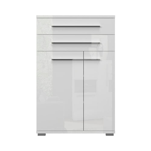 Jela Cabinet hol din pal, cu 2 usi si 2 sertare, Piano CPL22 Tall Alb, l76xA36xH117 cm