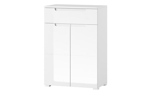 Cabinet hol din pal si MDF cu 1 sertar si 2 usi Gabrielle 19 Alb, l70xA40xH101 cm - SomProduct Romania