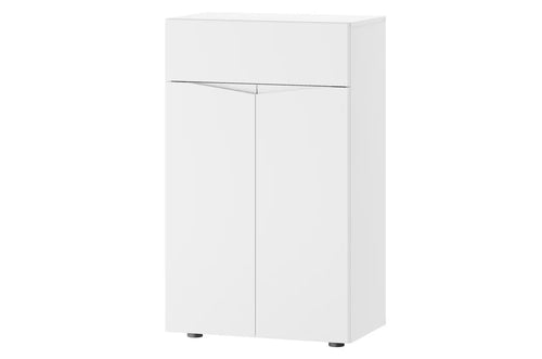 Szynaka Cabinet hol din pal si MDF, cu 1 sertar si 2 usi, Lucca 07 Alb, l62xA38xH102 cm