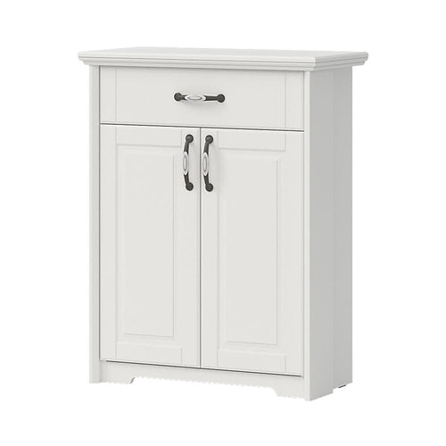 Jela Cabinet hol din pal si MDF, cu 2 usi si 1 sertar, Evergreen Ivoir Mat / Pin Polar, l79xA39xH101 cm