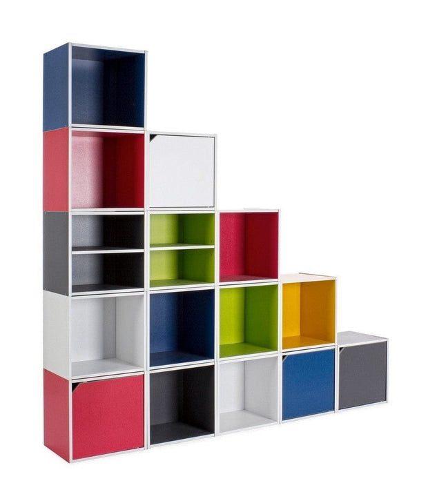 Bizzotto Cabinet modular din MDF, cu 1 usa, Composite Albastru Inchis / Alb, l35xA29,2xH35 cm