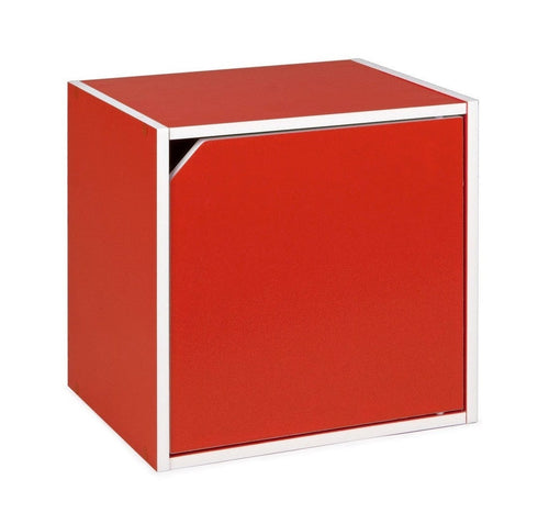 Bizzotto Cabinet modular din MDF, cu 1 usa, Composite Rosu / Alb, l35xA29,2xH35 cm