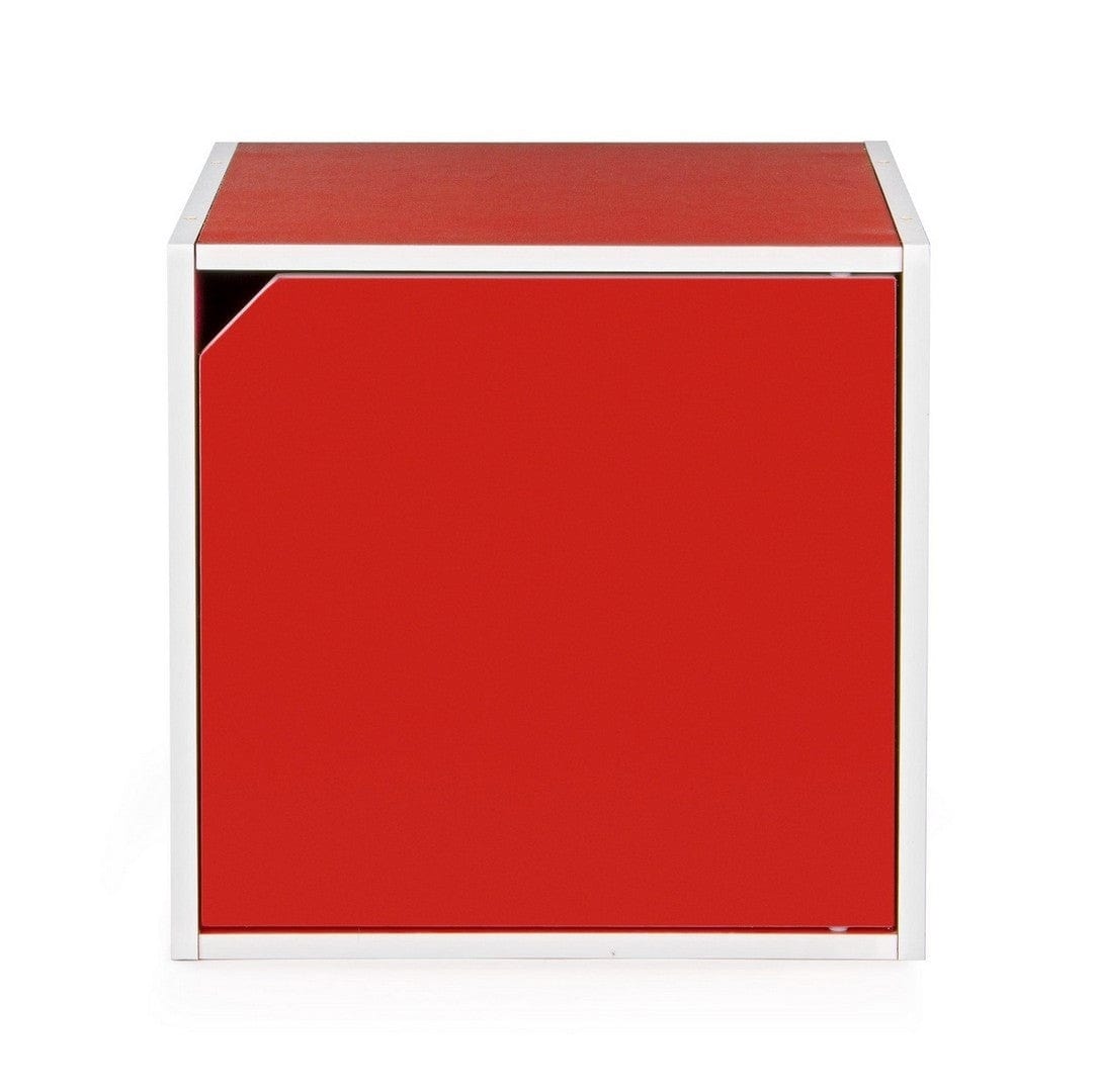 Bizzotto Cabinet modular din MDF, cu 1 usa, Composite Rosu / Alb, l35xA29,2xH35 cm