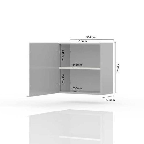 Jela Cabinet suspendat din pal si MDF, cu 1 usa, Avis VK55-1K/AV Alb, l55xA29xH56 cm
