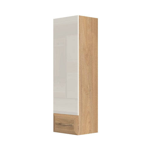 Jela Cabinet suspendat din pal si MDF, cu 1 usa, Gala Bej / Nuc Pacific, l35xA30xH115 cm