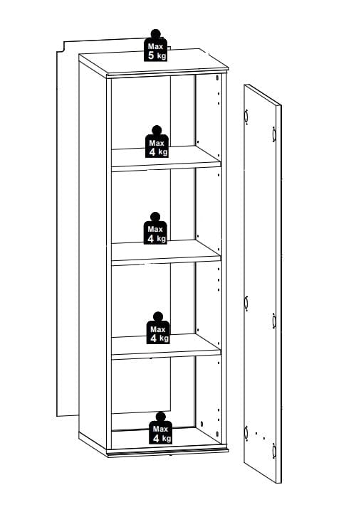 Innostyle Cabinet suspendat din pal si MDF cu 1 usa, Madeline Alb, l40xA36xH125 cm