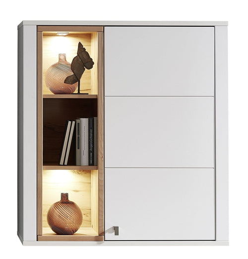 Innostyle Cabinet suspendat din pal si MDF cu 1 usa, Selina Alb / Natur, l92xA41xH101 cm