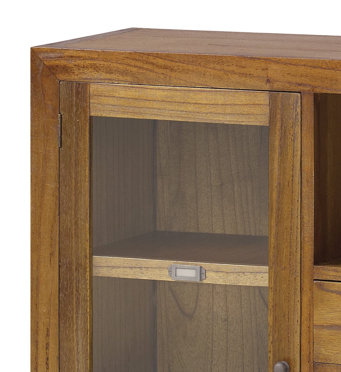 Moycor Cabinet cu vitrina, din lemn si furnir, cu 2 sertare si 1 usa, Star Combi Left Nuc, l90xA35xH90 cm