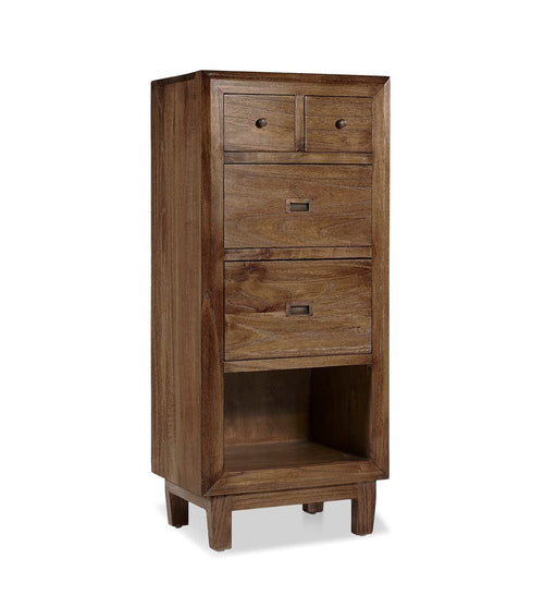 Moycor Cabinet din lemn cu 4 sertare, Sindor Natur, l55xA40xH125 cm