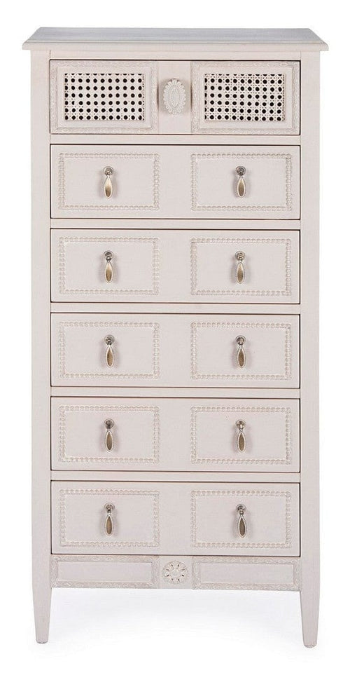 Bizzotto Cabinet din lemn de brad si MDF, cu 6 sertare Eunice Ivoir, l56xA36xH119 cm